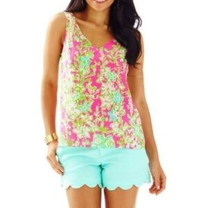 Lilly Pulitzer Top Womens small Silk Cipriani Flamingo Pink Southern Charm Vacay